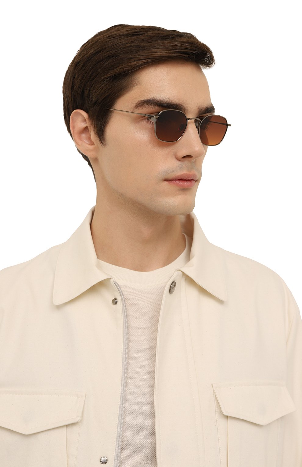 Мужские солнцезащитные очки PETER&MAY WALK коричневого цвета, арт. TT2 THE WAY ANTIC SILVER ST0RM | Фото 2 (Кросс-КТ: С/з-мужское; Тип очков: С/з; Очки форма: Квадратные; Оптика Гендер: оптика-мужское)