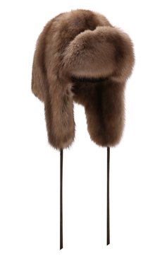 Женская шапка-ушанка из меха соболя FURLAND коричневого цвета, арт. 0106201910061200000 | Фото 1 (Материал: Натуральный мех)