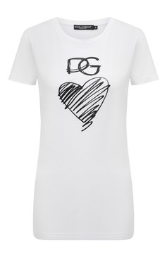 Женская хлопковая футболка DOLCE & GABBANA белого цвета, арт. F8L99T/G7XAY | Фото 1 (Стили: Гламурный; Рукава: Короткие; Длина (для топов): Стандартные; Принт: С принтом; Материал сплава: Проставлено; Материал внешний: Хлопок; Женское Кросс-КТ: Футболка-одежда; Драгоценные камни: Проставлено)