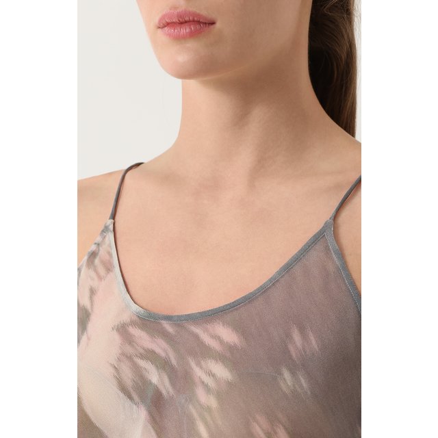 фото Шелковый полупрозрачный топ с принтом giorgio armani